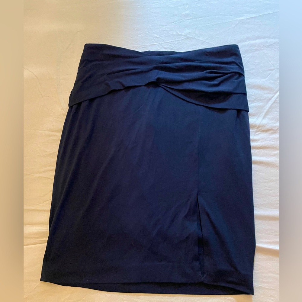 Navy blue Cache midi skirt
